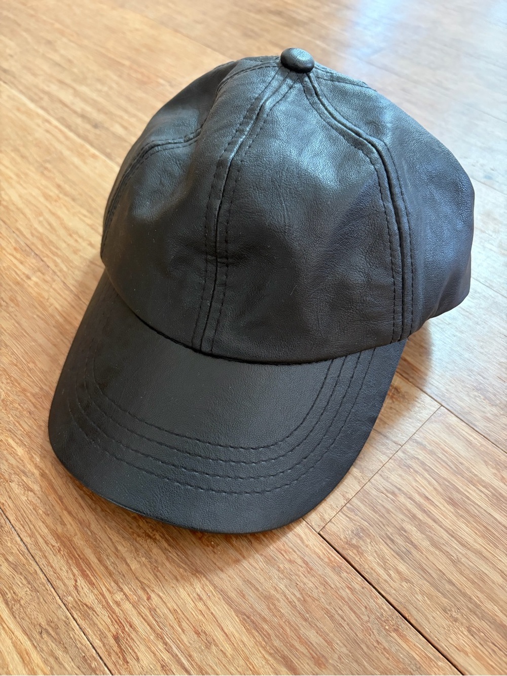 Vintage Dorfman Pacific Co. Faux Leather Baseball Cap | Black Adjustable dad hat